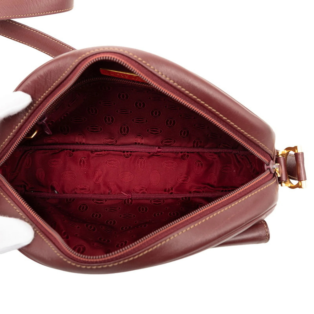 Cartier Must Line Crossbody Shoulder Bag, Red/Bordeaux Leather, Women's. - Picture 4 of 5